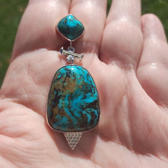 Jay King DTR mine finds Ceremonial Kingman Turquoise slide 925 Sterling Silver - Picture 4 of 15